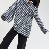 Embroidered Eye Check Blazer Jacket