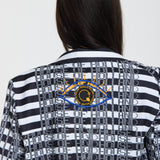 Embroidered Eye Check Blazer Jacket
