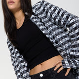 Embroidered Eye Check Blazer Jacket