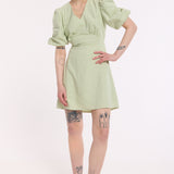 Sage Green Open Back Mini Dress