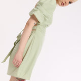 Sage Green Open Back Mini Dress