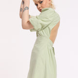Sage Green Open Back Mini Dress