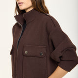 Brown Utility Knit Bomber Jacket