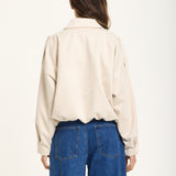 Beige Oversized Faux Suede Jacket