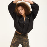 Black Oversized Faux Suede Jacket