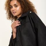 Black Oversized Faux Suede Jacket