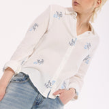 Embroidered Cotton Button-Up Shirt