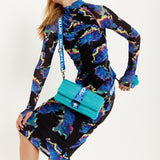 House Of Holland Blue Crossbody Bag With Purse