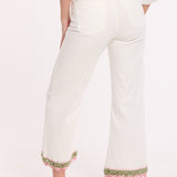Crochet Trim Wide Leg Cotton Jeans