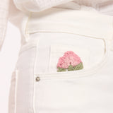 Crochet Trim Wide Leg Cotton Jeans