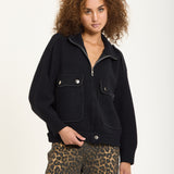 Black Utility Knit Bomber Jacket