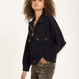 Black Utility Knit Bomber Jacket