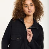 Black Utility Knit Bomber Jacket