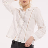 Openwork Lace Panel Cotton Shirt