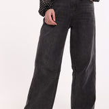 Black Wide Leg Washed Jeans