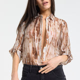 Relaxed Brown Tie Dye Sheer Shirt