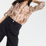Relaxed Brown Tie Dye Sheer Shirt