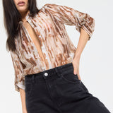Relaxed Brown Tie Dye Sheer Shirt