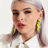 House of Holland Lightening Bolt Drop Style Earrings In Yellow