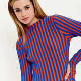 House Of Holland Blue And Orange Rib Knitted Mini Dress