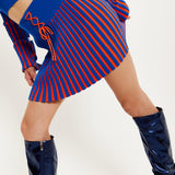 House Of Holland Orange And Blue Knitted Mini Skirt