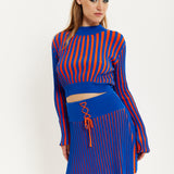 House Of Holland Orange And Blue Knitted Mini Skirt