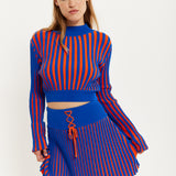 House Of Holland Orange And Blue Knitted Mini Skirt