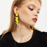 House of Holland Lightening Bolt Drop Style Earrings In Yellow