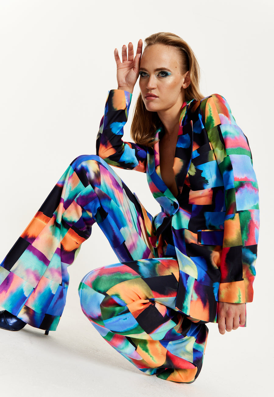 House of Holland Abstract Patchwork Print Blazer