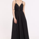 Black Strappy Cut-Out Cotton Maxi Dress
