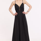 Black Strappy Cut-Out Cotton Maxi Dress