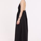Black Strappy Cut-Out Cotton Maxi Dress