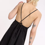 Black Strappy Cut-Out Cotton Maxi Dress