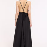 Black Strappy Cut-Out Cotton Maxi Dress