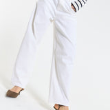White Cotton Straight Leg Jeans