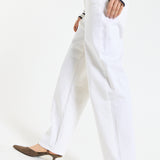 White Cotton Straight Leg Jeans
