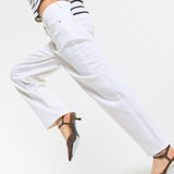 White Cotton Straight Leg Jeans