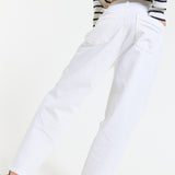 White Cotton Straight Leg Jeans