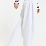 White Cotton Straight Leg Jeans