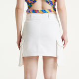 House Of Holland Cargo Pocket Denim Mini Skirt In White