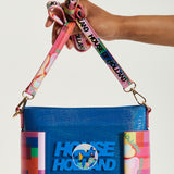 House Of Holland Blue Crossbody Bag With Logo Printed Acrylic Front