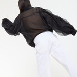 Black Ruffle Sheer Shirt