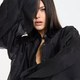 Black Ruffle Sheer Shirt