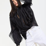 Black Ruffle Sheer Shirt