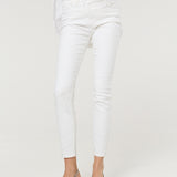 White Asymmetric Waist Skinny Jeans