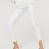White Asymmetric Waist Skinny Jeans