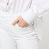 White Asymmetric Waist Skinny Jeans
