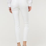 White Asymmetric Waist Skinny Jeans