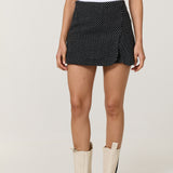 Black And White Polka Dot Wrap Skort