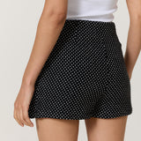 Black And White Polka Dot Wrap Skort